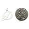 14K White Gold Large Fancy Script Initial D Charm Jewerly 22mm x 23mm